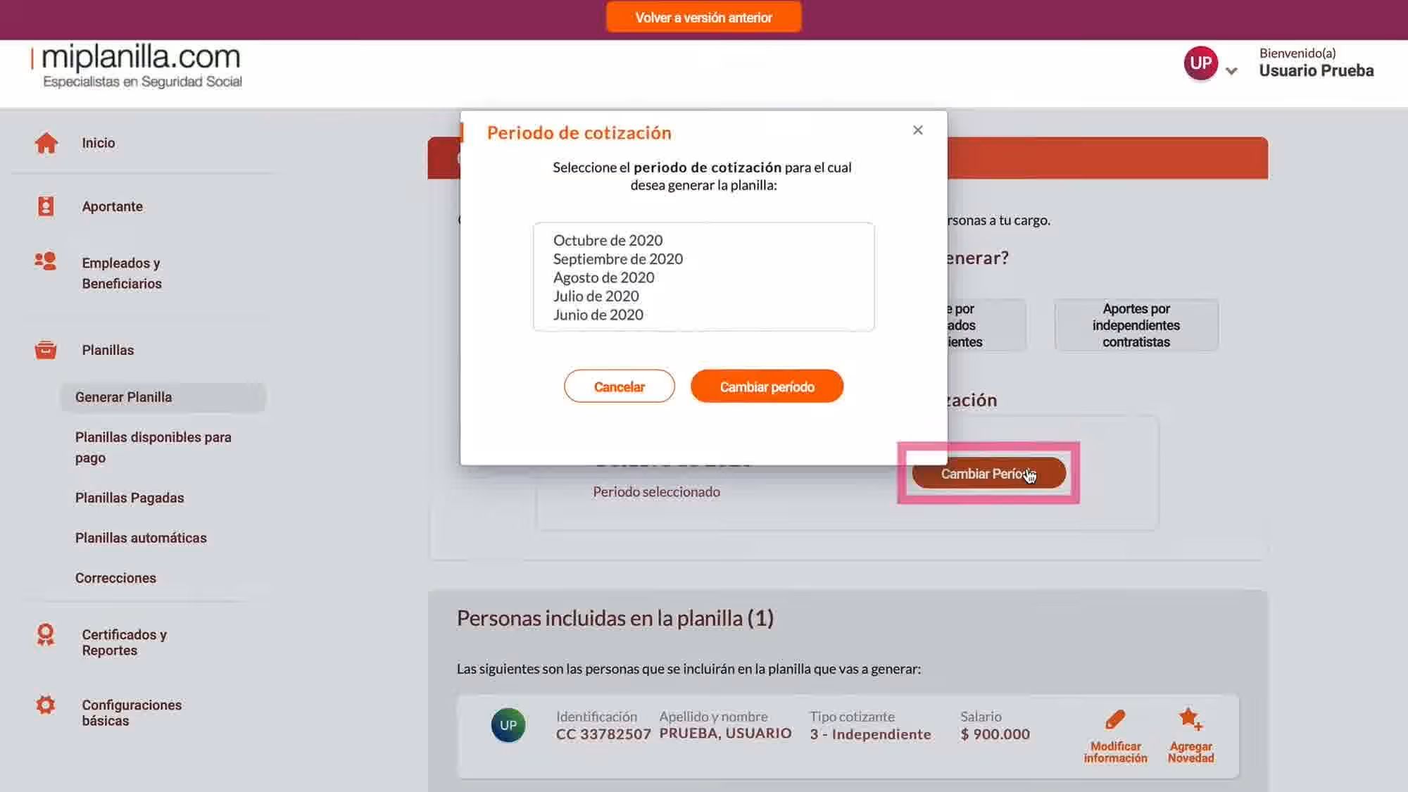 Planilla de Pago PILA: Guía Empresarial Completa Selección del período de cotización octubre 2020 para la Planilla de Pago PILA