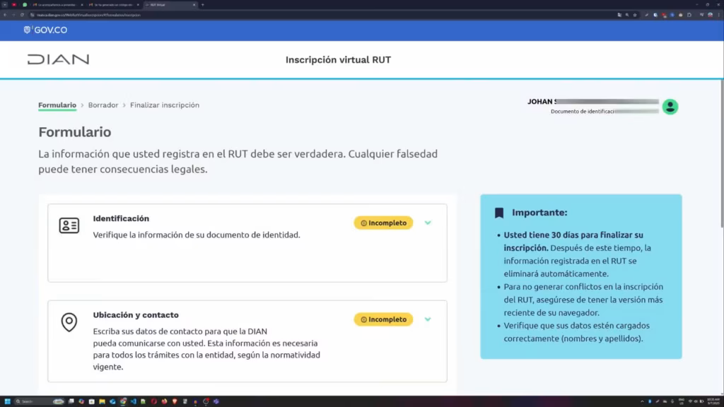 Rol Único Tributario: Guía Completa. Formulario de datos personales de identificación para Rol Único Tributario