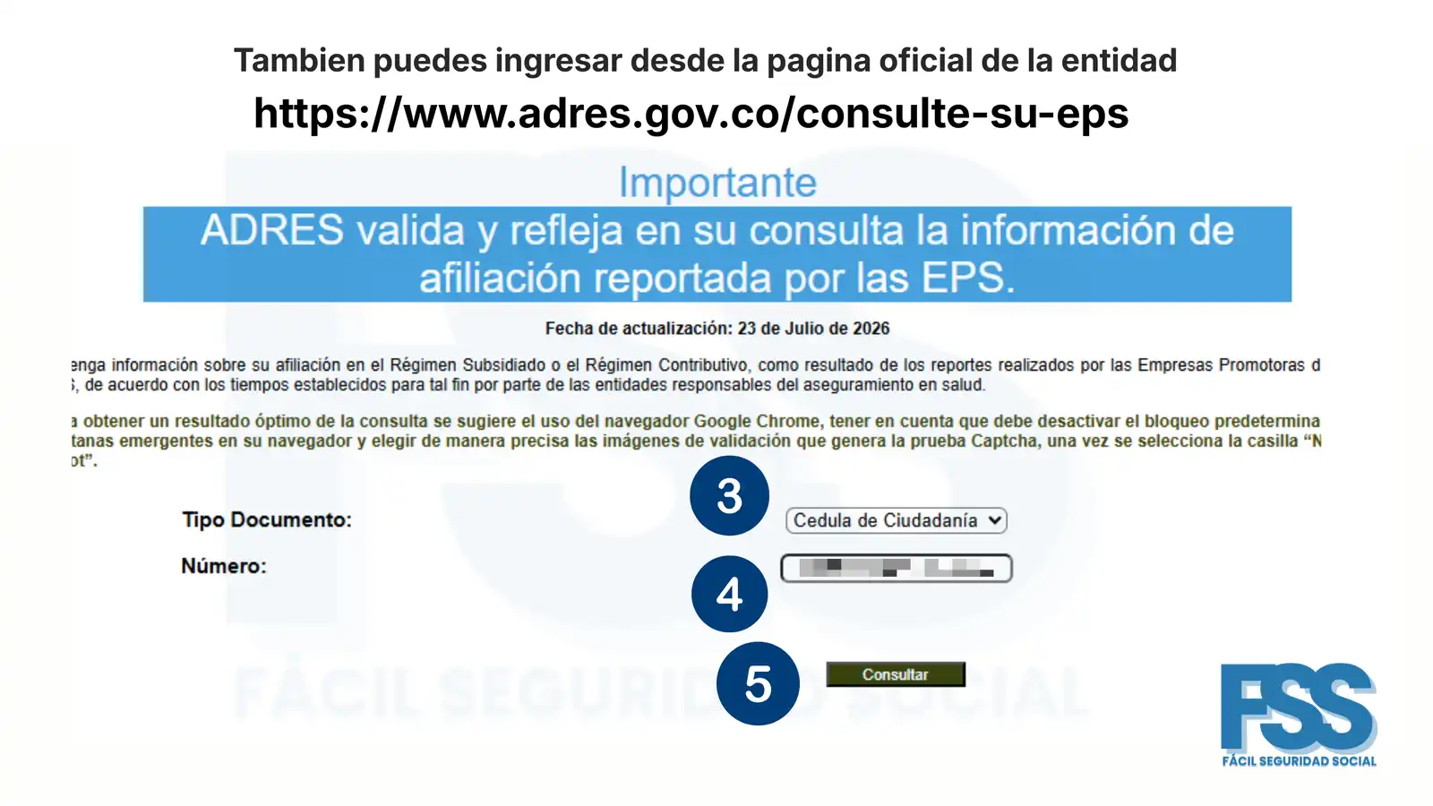 ADRES Consulta EPS: ¡Consulta tu afiliación en segundos! Resultado de Google donde aparece el enlace oficial Consulte su EPS de ADRES para verificar la afiliación a una EPS mediante el sistema BDUA en Colombia.